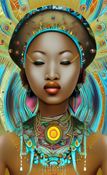 Digital Arts titled "Akosua" by China Alicia Rivera, Original Artwork, Digital Painting