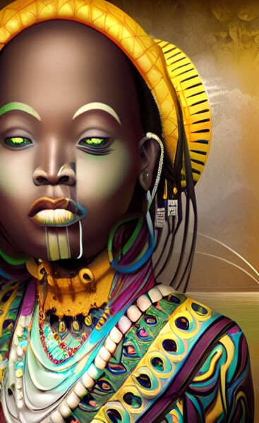 Digitale Kunst mit dem Titel "Nana Buluku, Africa…" von China Alicia Rivera, Original-Kunstwerk, Digitale Malerei