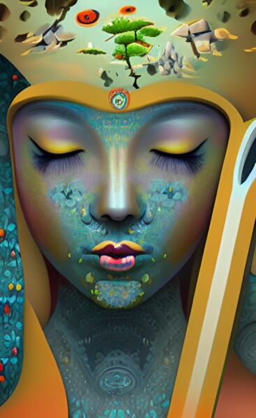Цифровое искусство под названием "Mother Earth" - China Alicia Rivera, Подлинное произведение искусства, Цифровая живопись