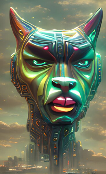 Arts numériques intitulée "Ekon, Black Panther…" par China Alicia Rivera, Œuvre d'art originale, Peinture numérique