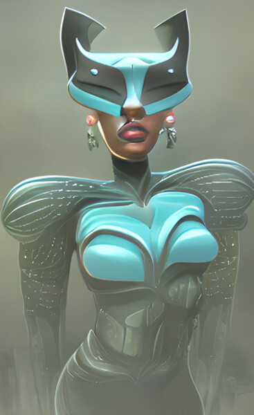 Digital Arts titled "Athena Robotica, Bl…" by China Alicia Rivera, Original Artwork, Digital Painting