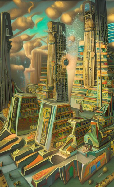 Arts numériques intitulée "Egyptian City, Magi…" par China Alicia Rivera, Œuvre d'art originale, Peinture numérique