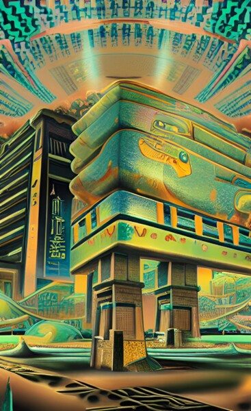 Digital Arts titled "Egyptian City, Sand…" by China Alicia Rivera, Original Artwork, Digital Painting