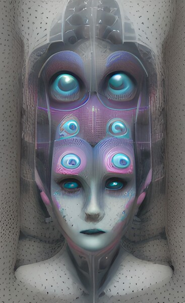 Digital Arts titled "Foresight, Alien Art" by China Alicia Rivera, Original Artwork, Digital Painting