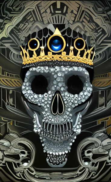 Digital Arts titled "Oscar, Skull Art" by China Alicia Rivera, Original Artwork, Digital Painting