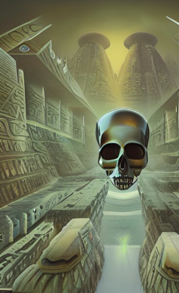 Digital Arts titled "Floating Skull, Sku…" by China Alicia Rivera, Original Artwork, Digital Painting