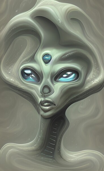 Digital Arts titled "Seer, Alien Art" by China Alicia Rivera, Original Artwork, Digital Painting