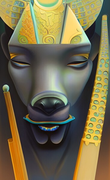 Digitale Kunst mit dem Titel "Anubis Calm, Anubis…" von China Alicia Rivera, Original-Kunstwerk, Digitale Malerei