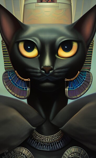 Digital Arts titled "Palace Cat" by China Alicia Rivera, Original Artwork, Digital Painting