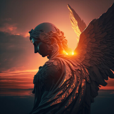 Digitale Kunst mit dem Titel "Archangel Michael" von China Alicia Rivera, Original-Kunstwerk, KI-generiertes Bild