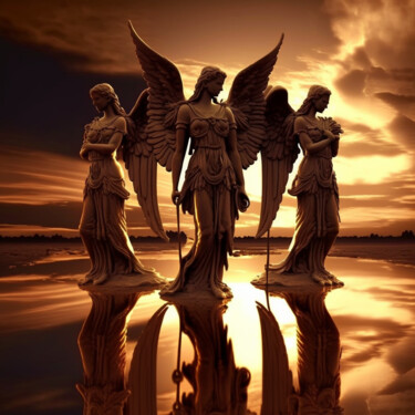 Digital Arts titled "Angels Reflect" by China Alicia Rivera, Original Artwork, AI generated image