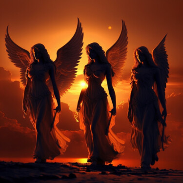 Digital Arts titled "Guardian Angels" by China Alicia Rivera, Original Artwork, AI generated image