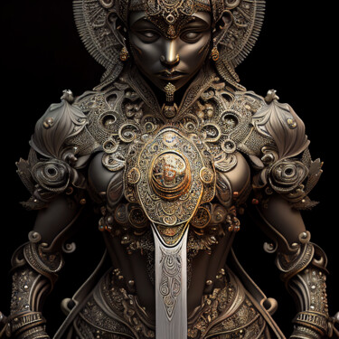 Digital Arts titled "Warrior Buddhist" by China Alicia Rivera, Original Artwork, AI generated image