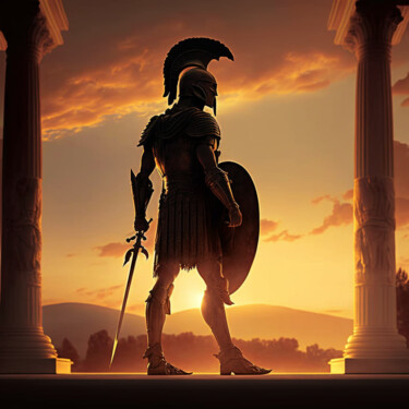 Digital Arts titled "Spartan Warrior" by China Alicia Rivera, Original Artwork, AI generated image