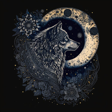 Digital Arts titled "Wolf (4)" by China Alicia Rivera, Original Artwork, Digital Painting