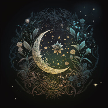 Digital Arts titled "Moon (3)" by China Alicia Rivera, Original Artwork, Digital Painting