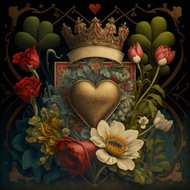 Arts numériques intitulée "Crown Heart (2)" par China Alicia Rivera, Œuvre d'art originale, Peinture numérique