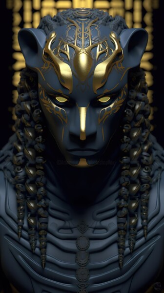 Digital Arts titled "Black Panther Prince" by China Alicia Rivera, Original Artwork, Digital Painting