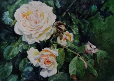 Painting titled "Rosa al crepuscolo" by Chinami Miyata, Original Artwork, Watercolor