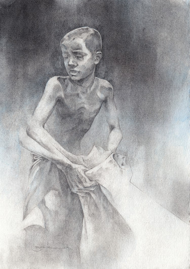 Drawing titled "Boy 02" by Jonathan Bunker, Original Artwork, Graphite