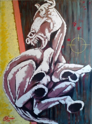 Peinture intitulée "Falling Horse [SOLD]" par Chinmaya Br, Œuvre d'art originale, Acrylique