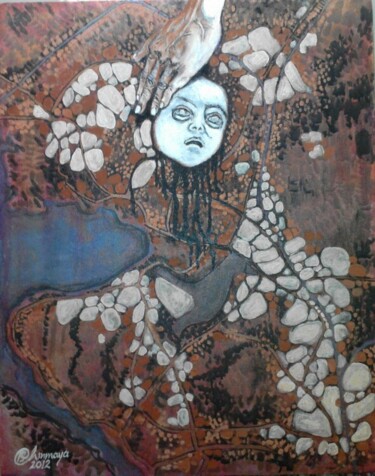 Malerei mit dem Titel "Google Earth Bhopal…" von Chinmaya Br, Original-Kunstwerk, Öl