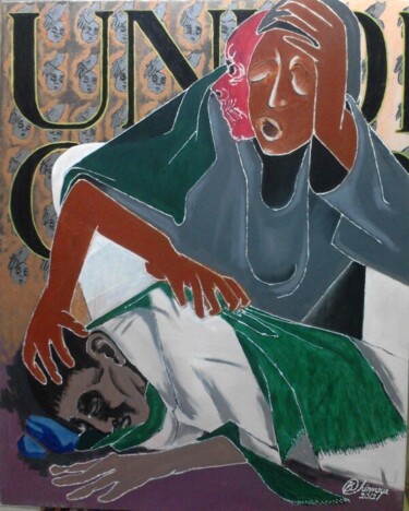 Schilderij getiteld "Fury and Agony" door Chinmaya Br, Origineel Kunstwerk, Olie