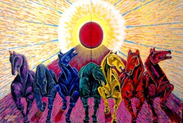 「Chariot of Sun - [S…」というタイトルの絵画 Chinmaya Brによって, オリジナルのアートワーク, オイル