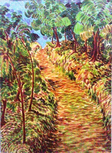 Painting titled "a-path-in-the-woods…" by Chinmaya Br, Original Artwork