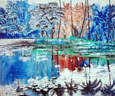 Pintura intitulada "melting-down-in-blu…" por Chinmaya Br, Obras de arte originais