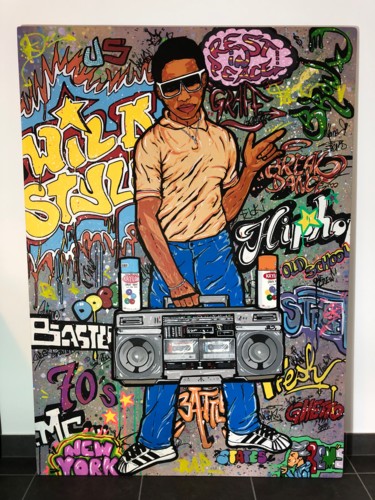 Schilderij getiteld "Ghetto Blaster" door Rem'S, Origineel Kunstwerk, Acryl