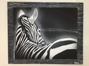 Schilderij getiteld "Zebre" door Rem'S, Origineel Kunstwerk, Acryl
