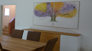 Painting titled "L'arbre" by Rem'S, Original Artwork, Acrylic