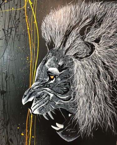 Peinture intitulée "Lion" par Rem'S, Œuvre d'art originale, Huile