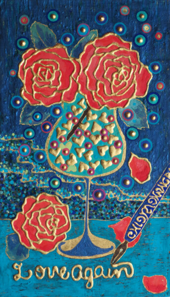 Peinture intitulée "LOVE AGAIN" par Chiori Ohnaka, Œuvre d'art originale, Pigments Monté sur Panneau de bois