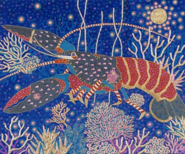 Malerei mit dem Titel "KING IS COMING" von Chiori Ohnaka, Original-Kunstwerk, Pigmente