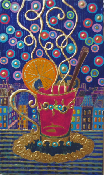 Painting titled "VIN CHAUD" by Chiori Ohnaka, Original Artwork, Pigments
