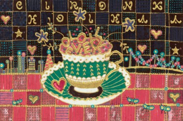 Schilderij getiteld "TWILIGHT" door Chiori Ohnaka, Origineel Kunstwerk, pigmenten Gemonteerd op Houten paneel