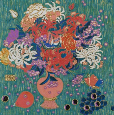 Peinture intitulée "PASSIONATE FLOWERS" par Chiori Ohnaka, Œuvre d'art originale, Pigments Monté sur artwork_cat.