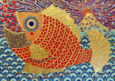 Pintura intitulada "MEDETAI" por Chiori Ohnaka, Obras de arte originais, Pigmentos Montado em artwork_cat.