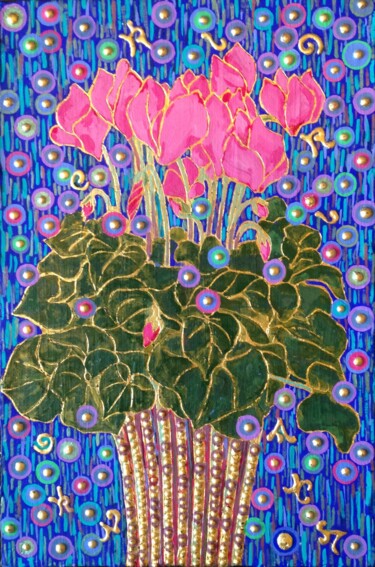 Painting titled "CYCLAMEN" by Chiori Ohnaka, Original Artwork, Pigments