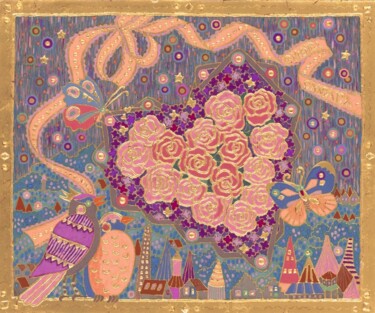 Painting titled "BONNES NOUVELLES" by Chiori Ohnaka, Original Artwork, Pigments