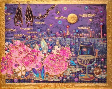 Painting titled "MOON LIGHT" by Chiori Ohnaka, Original Artwork, Pigments