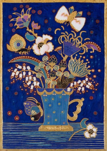 Malerei mit dem Titel "WILD FLOWERS" von Chiori Ohnaka, Original-Kunstwerk, Pigmente