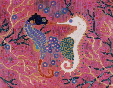 Pittura intitolato "KISS" da Chiori Ohnaka, Opera d'arte originale, pigmenti
