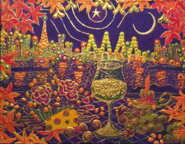 Painting titled "LONG AUTUMN NIGHT" by Chiori Ohnaka, Original Artwork, Pigments