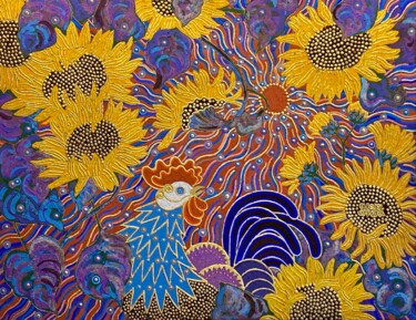 Pintura intitulada "SYMBIOSIS" por Chiori Ohnaka, Obras de arte originais, Pigmentos Montado em Painel de madeira