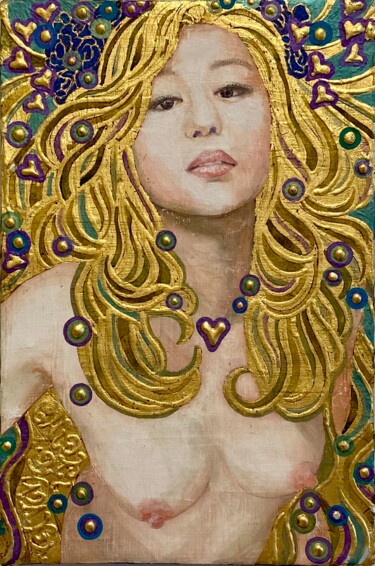 Pintura titulada "Luck Lady" por Chiori Ohnaka, Obra de arte original, Pigmentos Montado en Panel de madera