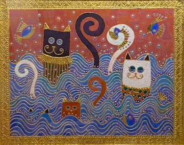 Painting titled "FAMILLE" by Chiori Ohnaka, Original Artwork, Pigments Mounted on artwork_cat.