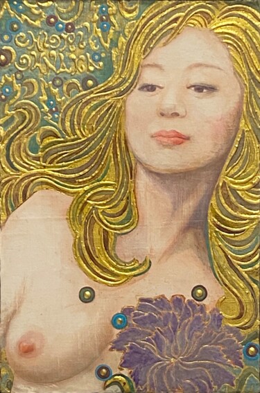 Schilderij getiteld "Nostalgia" door Chiori Ohnaka, Origineel Kunstwerk, pigmenten Gemonteerd op Houten paneel
